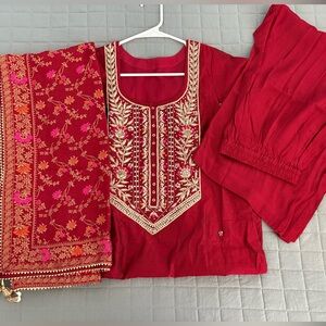 NEW - Indian 3 Piece Outfit - Palazzo pants, Kameez/Kurta, & Dupatta